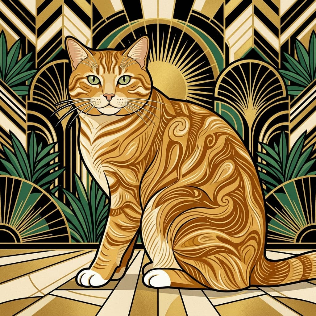 The same cat as a art deco portrait