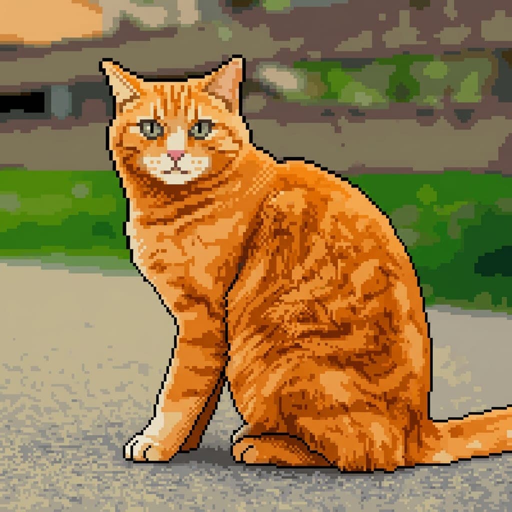 The same cat as a pixel art portrait